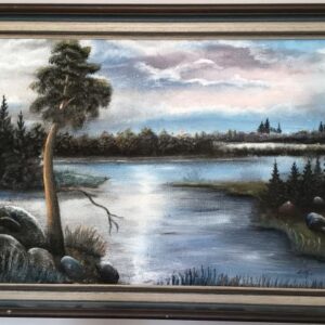 Öljyvärimaalaus " Järvimaisema"
